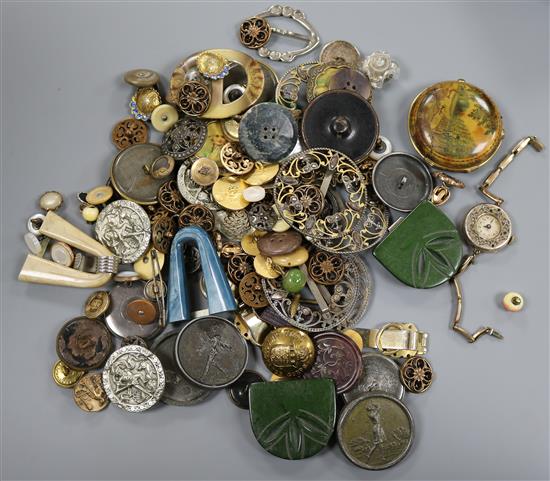 Costume jewellery, watch and a collection of buttons